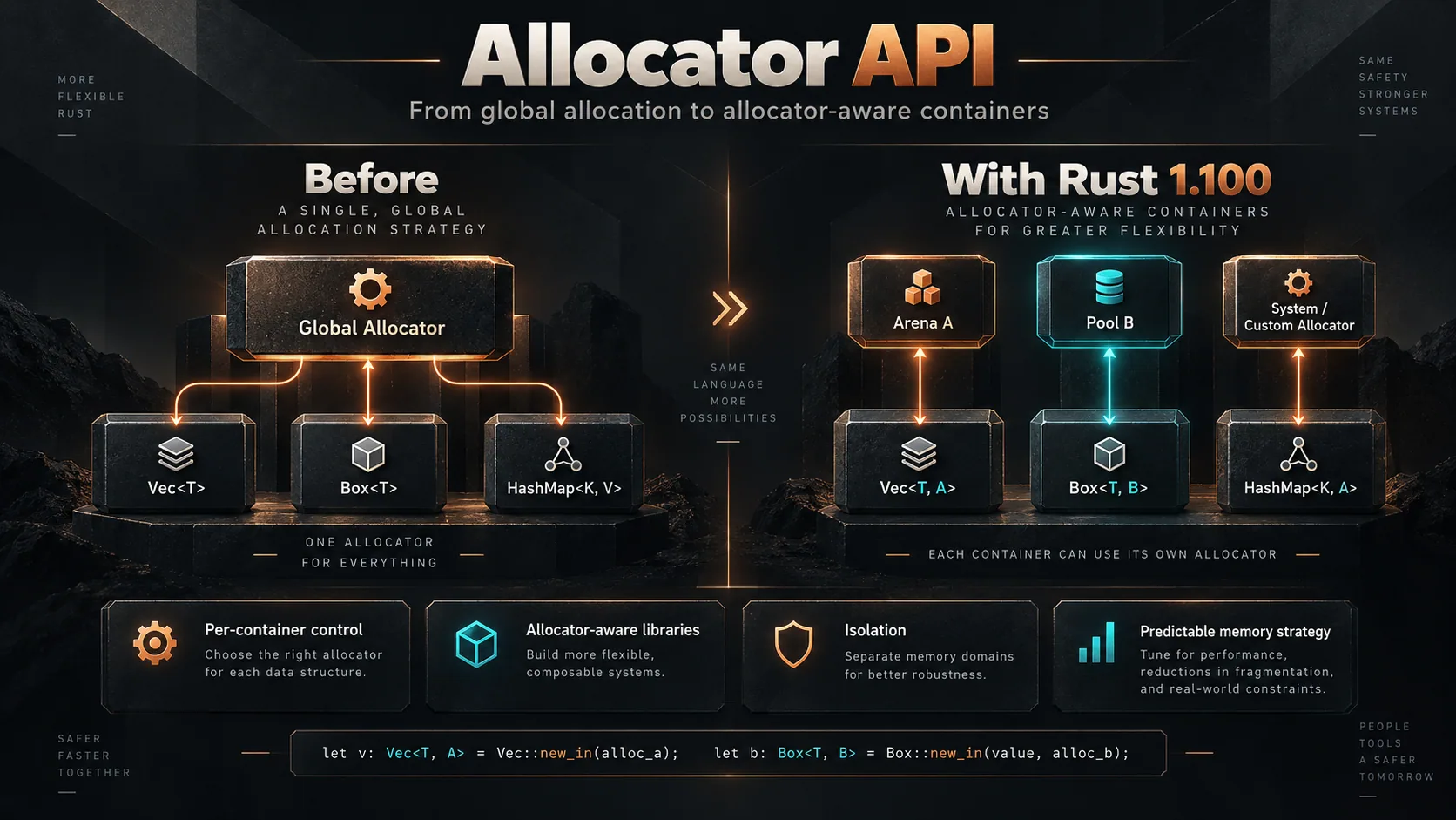 Allocator API before and after with Rust 1.100