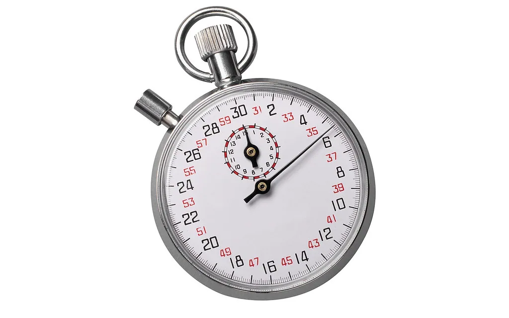 A mechanical stopwatch photographed close up